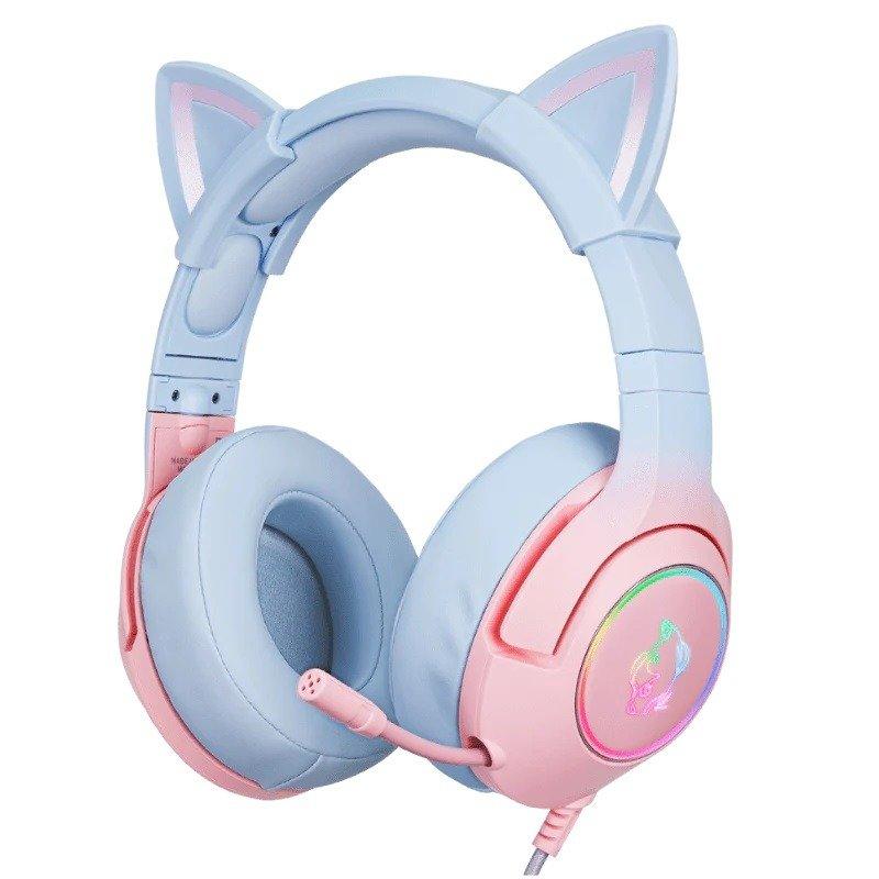 Onikuma Headphone Gaming Onikuma K Biru Pink Model Cat Ears Dengan